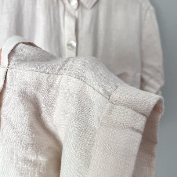 Cloth & Stone for Anthropologie Safari Linen Romper Women's L Button Up Beige - Picture 12 of 15